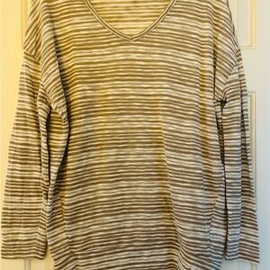 Old Navy Cream Tan Boxy V-Neck Tunic Sweatshirt
